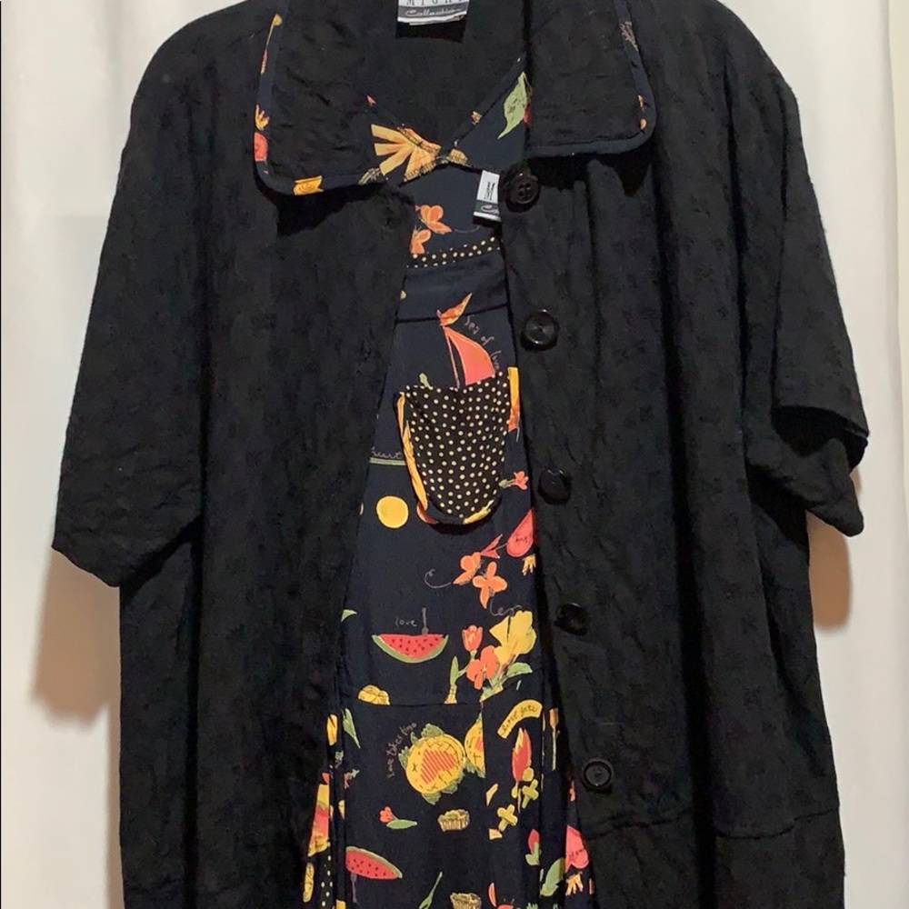 MICHI ROMPER/JUMPER 2pcs JACKET SZ L BLK/FLORAL